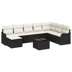 vidaXL Ensemble de canapé de jardin 9 Pièces Noir et blanc Poly rotin