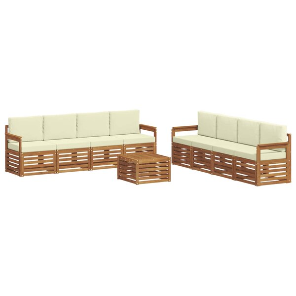 vidaXL Ensemble de canapés d'extérieur 9 pc Naturel et Crème