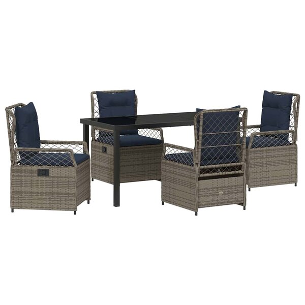 vidaXL Ensemble de salle à manger pour jardin 5 pc Gris polyrotin