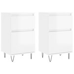 vidaXL Buffets 2 Pièces blanc brillant 40x35x70 cm bois d'ingénierie
