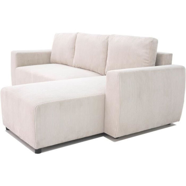 Canapé d'angle convertible réversible 3-4 places - Velours côtelé beige  coffre de rangement - 230 x 155 x Hauteur 71-95 cm