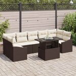 vidaXL Ensemble de canapé de jardin avec coussin 8 Pièces Marron et crème