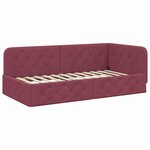 vidaXL Cadre de lit d'angle Bordeaux 90 x 190 cm tissu