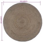 vidaXL Tapis fait à la main Jute Rond 210 cm Gris