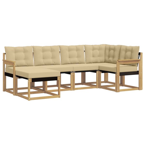 vidaXL Ensemble de canapés d'extérieur 6 Pièces Blanc et Beige
