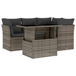 vidaXL Salon de jardin 5 Pièces avec coussins gris résine tressée