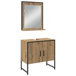 vidaXL Ensemble de mobilier de salle de bain avec porte 3 Pièces Marron