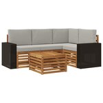 vidaXL Ensemble de canapés d'extérieur 5 Pièces Naturel et gris clair