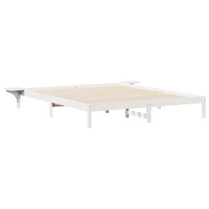 vidaXL Cadre de lit avec tables de chevet Blanc 200 x 220 cm