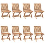 vidaXL Chaises pliables de jardin avec coussins lot de 8 Teck solide