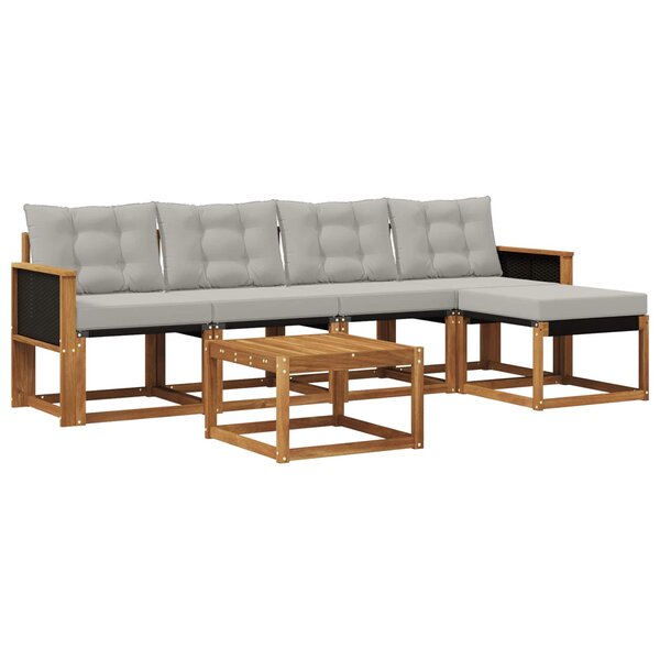 vidaXL Ensemble de canapés d'extérieur 6 Pièces Naturel et gris clair