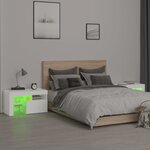 vidaXL Tables de chevet 2 Pièces et lumières LED Blanc 70x36 5x40 cm