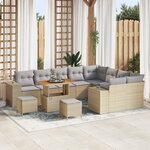 vidaXL Ensemble de canapé de jardin 12 pièces avec coussins en rotin poly beige