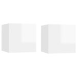 vidaXL Meubles TV muraux 2 Pièces Blanc brillant 30 5x30x30 cm
