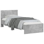 vidaXL Cadre de lit avec tête de lit gris béton 90x200 cm