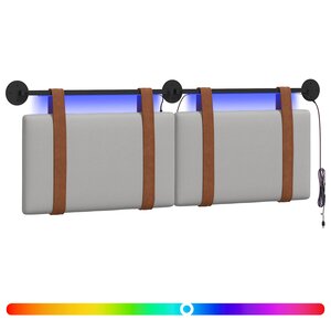 vidaXL Tête de lit suspendue Avec lumière LED Gris nuage PU antique