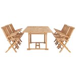 vidaXL Ensemble à manger d'extérieur 7Pièces 150-200x100x75cm Teck massif