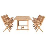 vidaXL Meuble à dîner d'extérieur 7 Pièces 150-200x100x75 cm Teck massif