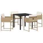 vidaXL Ensemble de salle à manger de jardin 5 pièces avec coussins en rotin poly beige