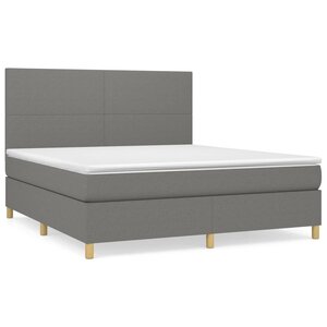 vidaXL Sommier à lattes de lit avec matelas Gris foncé 160x200cm Tissu