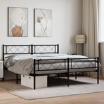 vidaXL Cadre de lit métal sans matelas avec pied de lit noir 140x190cm