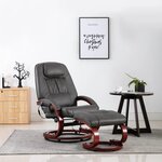 vidaXL Fauteuil de massage avec repose-pied gris similicuir