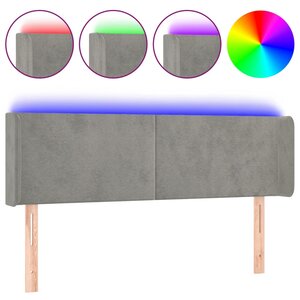 vidaXL Tête de lit à LED Gris clair 147x16x78/88 cm Velours