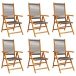 vidaXL Chaises inclinables de jardin lot de 6 gris bois massif acacia