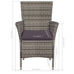 vidaXL Mobilier de bistro 3 Pièces Résine tressée Gris