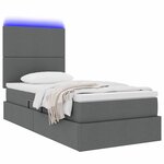 vidaXL Lit de rangement LED avec matelas Gris foncé 90 x 200 cm Tissu
