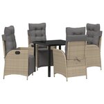 vidaXL Ensemble de jardin de 5 pièces en poly rattan beige