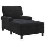 vidaXL Chaise longue Noir Velours 91 x 157 x 91 cm
