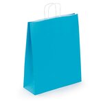 Sac kraft lisse turquoise à poignées torsadées raja 24 x 31 x 12 cm (lot de 50)