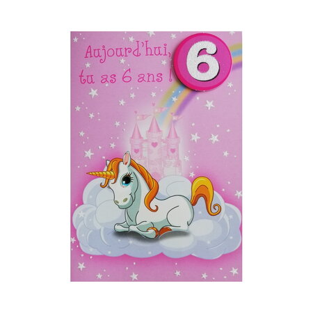 Carte de voeux enfant - anniversaire - 6 ans fille