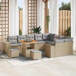vidaXL Ensemble de canapé de jardin 12 Pièces Beige polyrotin