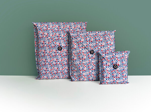 Trio pochettes cadeaux réutilisables Bleu Limoges