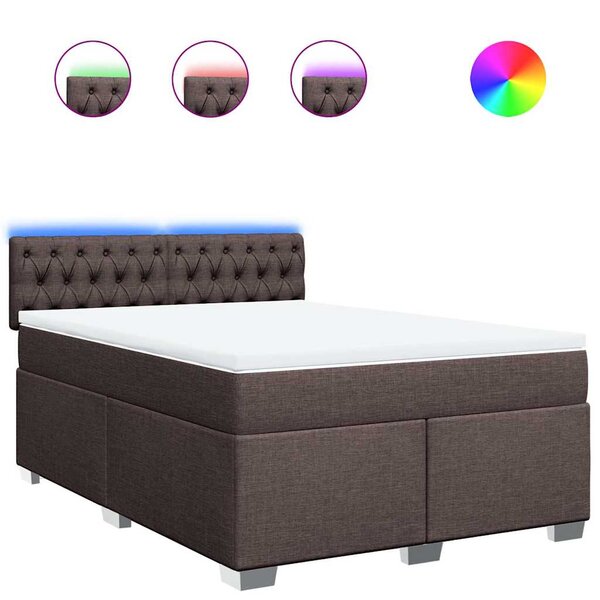 vidaXL Sommier à lattes de lit avec matelas Marron foncé 140x190 cm