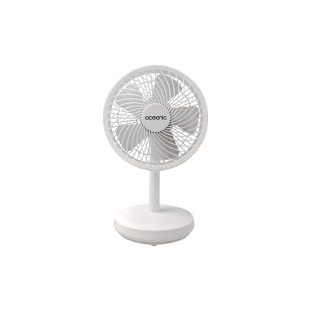 Oceanic Mini Ventilateur Usb Rechargeable - Diametre 15 Cm - 4 W - 4 Vitesses - Batterie Li-ion 2,6 Ah - Blanc