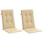 vidaXL Coussins de chaise à dossier haut lot de 2 beige mélangé tissu