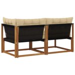 vidaXL Canapé d’extérieur milieu et coin avec coussin 7 Pièce Naturel
