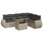 vidaXL Salon de jardin avec coussins 7 Pièces gris clair résine tressée