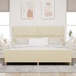 vidaXL Cadre de lit avec tête de lit Crème 200 x 200 cm tissu