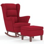 vidaXL Chaise à bascule avec pieds en bois et tabouret Bordeaux