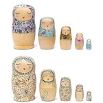 5 poupées russes Matriochkas en bois brut