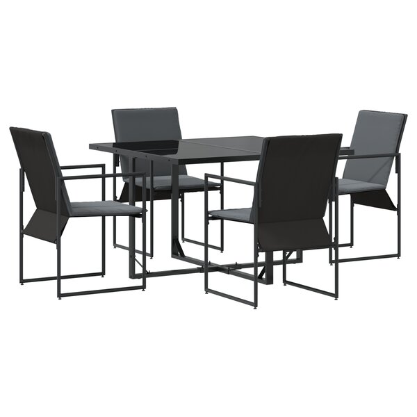 Ensemble de salle à manger de jardin 6 pièces avec coussins en acier et textilène
