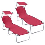 vidaXL Transat 2-personne 2 Pièces Rouge 58 x 188 x 77cm tissu
