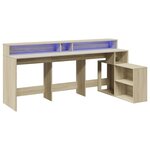 Bureau table poste de travail meuble d'ordinateur informatique étude avec lumières LED chêne sonoma bois d'ingénierie brun 02_0023420