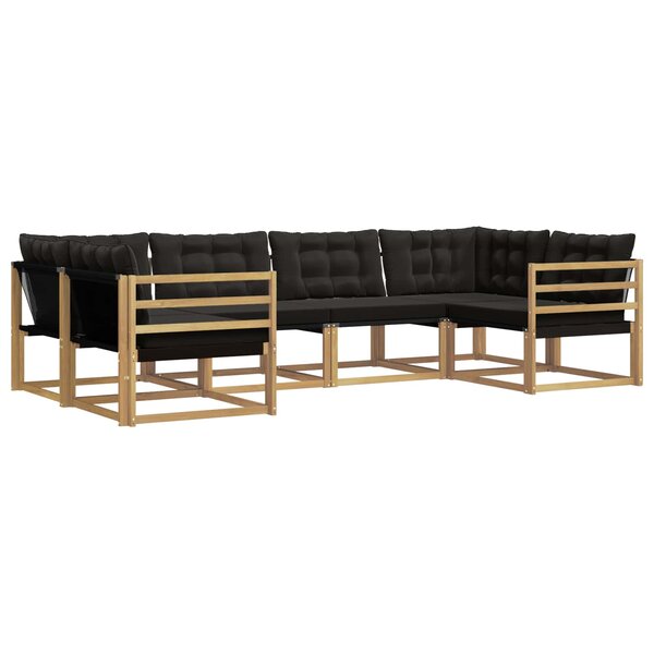 vidaXL Ensemble de canapés d'extérieur 6 Pièces Blanc et noir