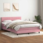 vidaXL Sommier à lattes de lit avec matelas rose 140x210 cm velours