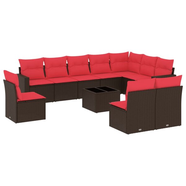 vidaXL Salon de jardin et coussins 11 Pièces marron résine tressée
